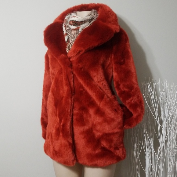 burnt orange fluffy jacket